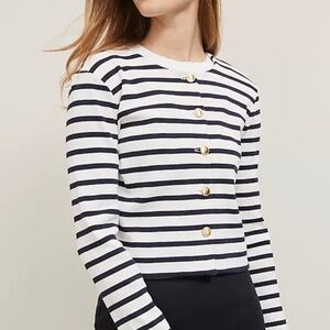 Ann Taylor striped knit jacket cardigan